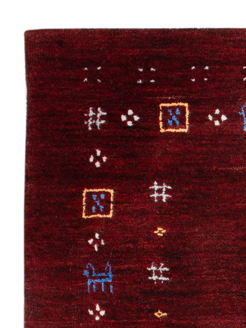 Loribaft Loom Teppich 60x90cm - Wollteppich - dunkelrot