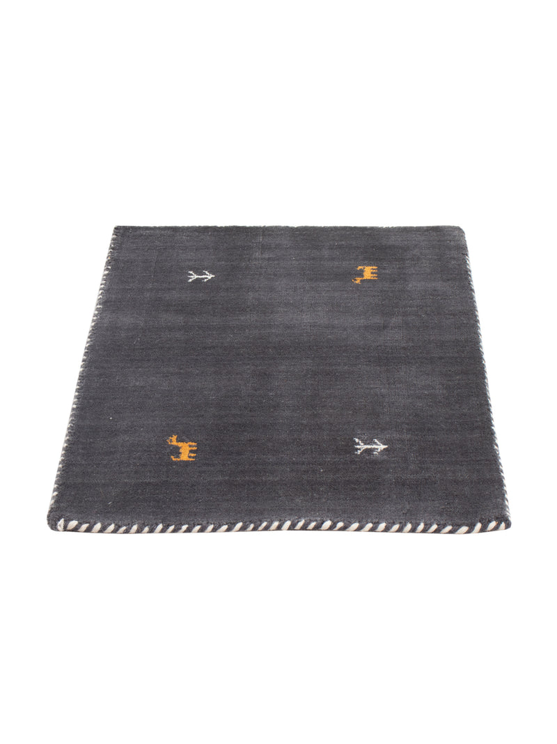 Loribaft Loom Teppich 60x90cm - Wollteppich - dunkelgrau