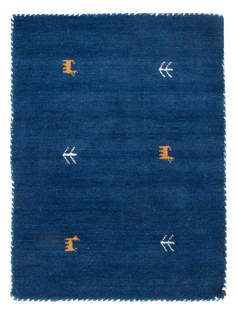 Loribaft Loom Teppich 60x90cm - Wollteppich - blau
