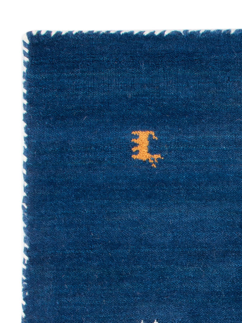 Loribaft Loom Teppich 60x90cm - Wollteppich - blau