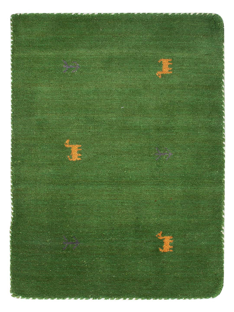 Loribaft Loom Teppich 60x90cm - Wollteppich - grün