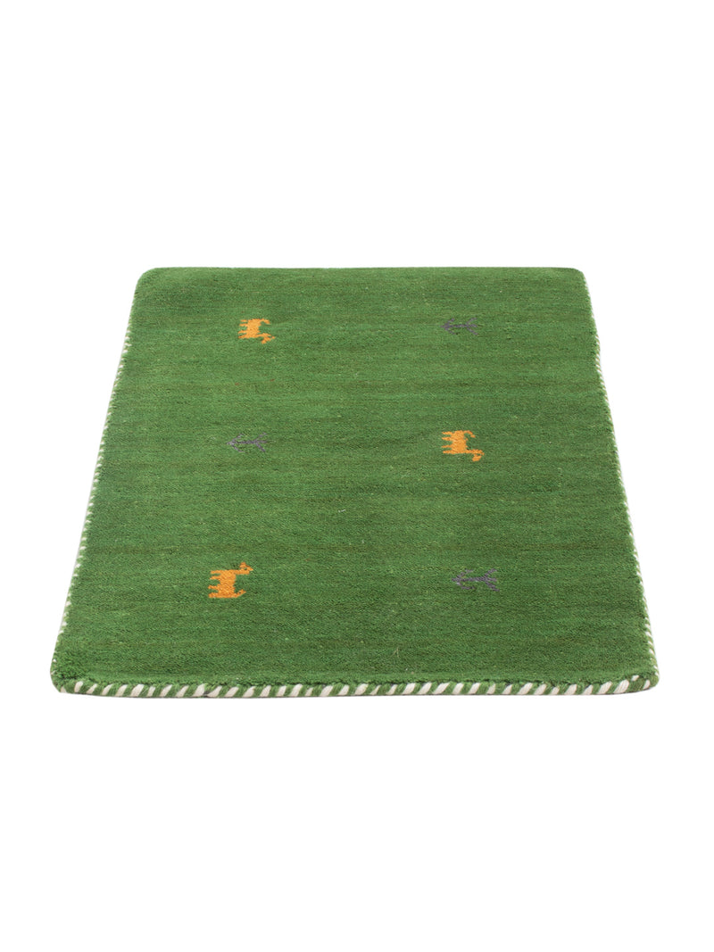 Loribaft Loom Teppich 60x90cm - Wollteppich - grün