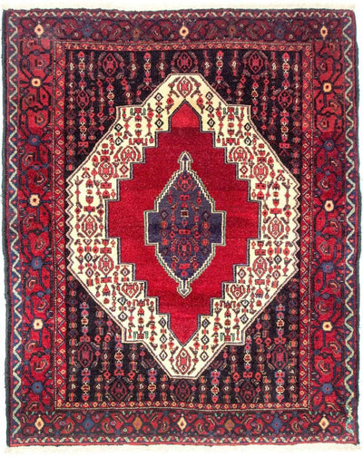 Senneh Teppich 126x158cm - Perserteppich - rot