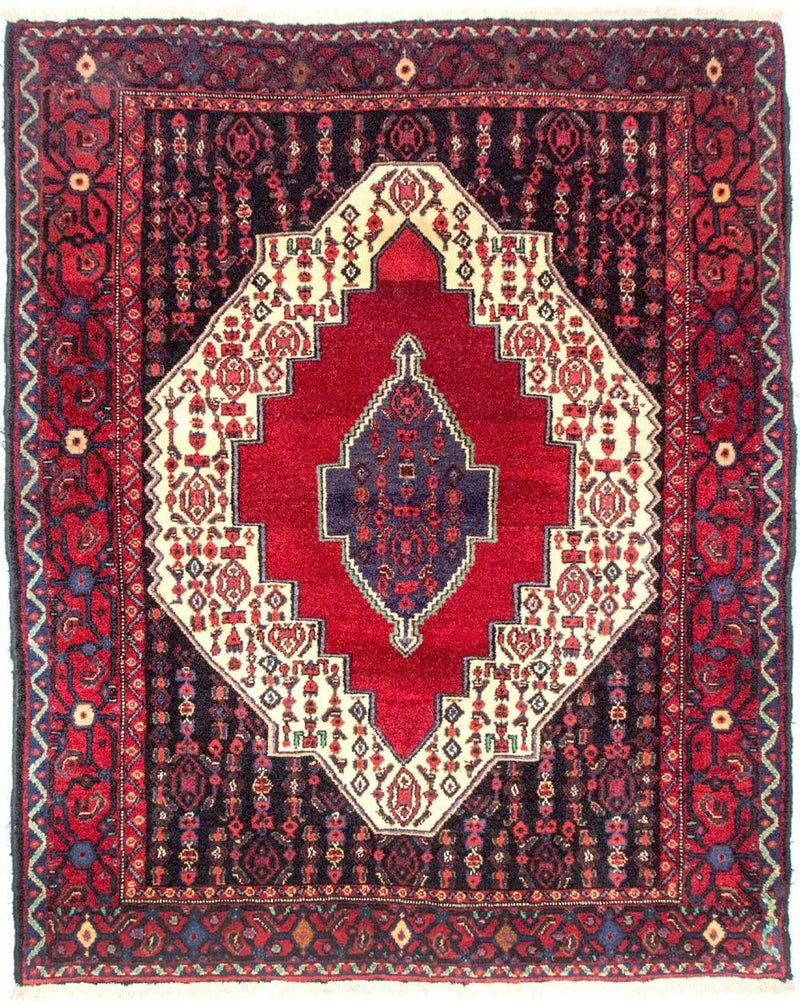 Senneh Teppich 126x158cm - Perserteppich - rot