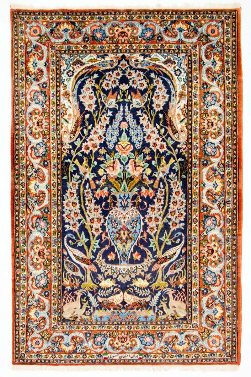 Isfahan Teppich 106x160cm - Perserteppich - dunkelblau