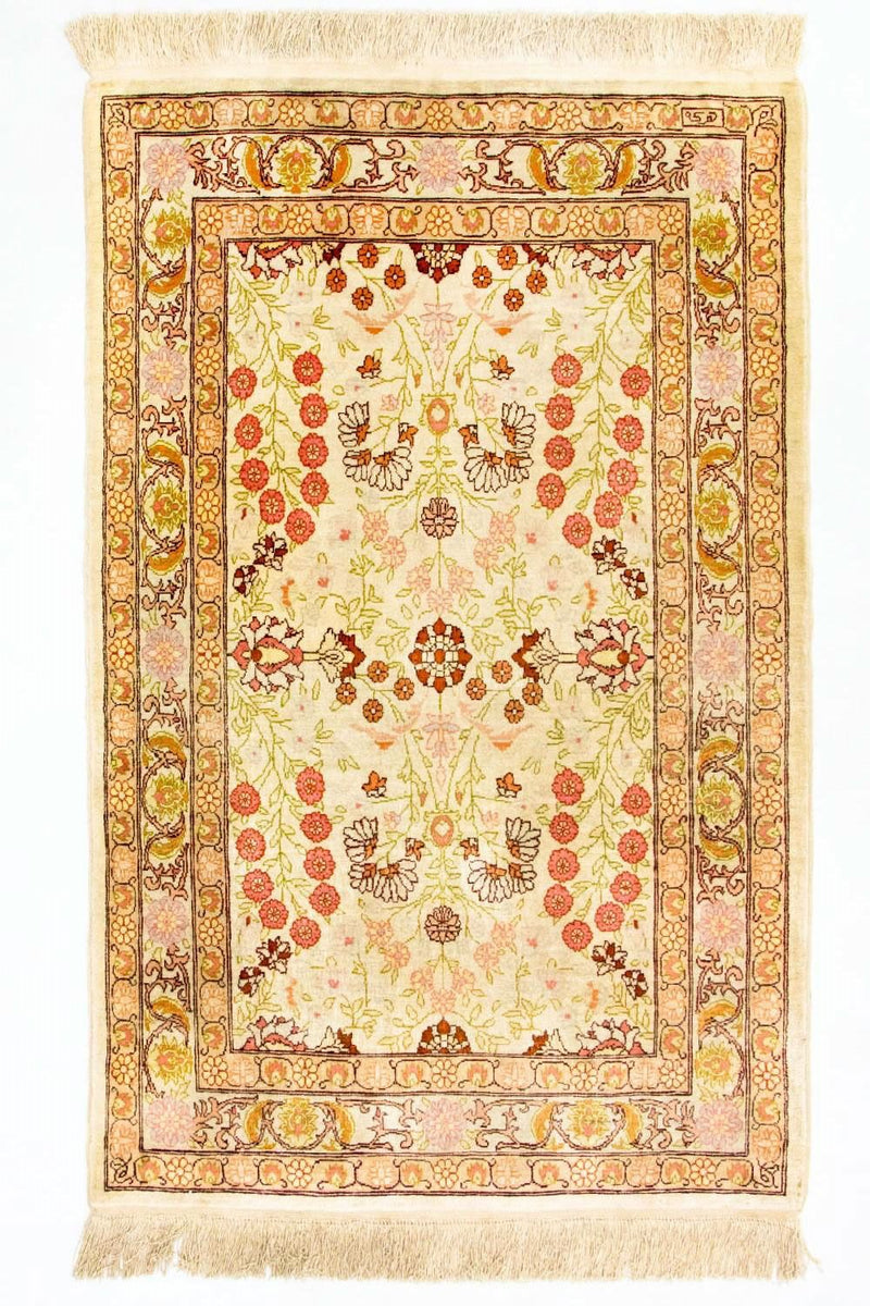 Hereke Seide Teppich 64x100cm - Orientteppich - beige