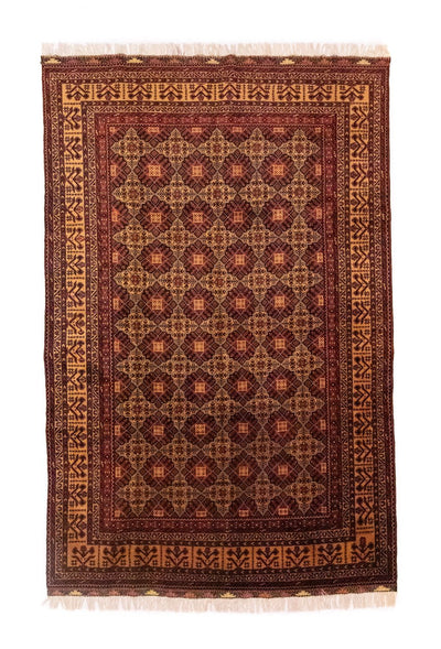 Afghan Teppich 198x288cm - Orientteppich - gold