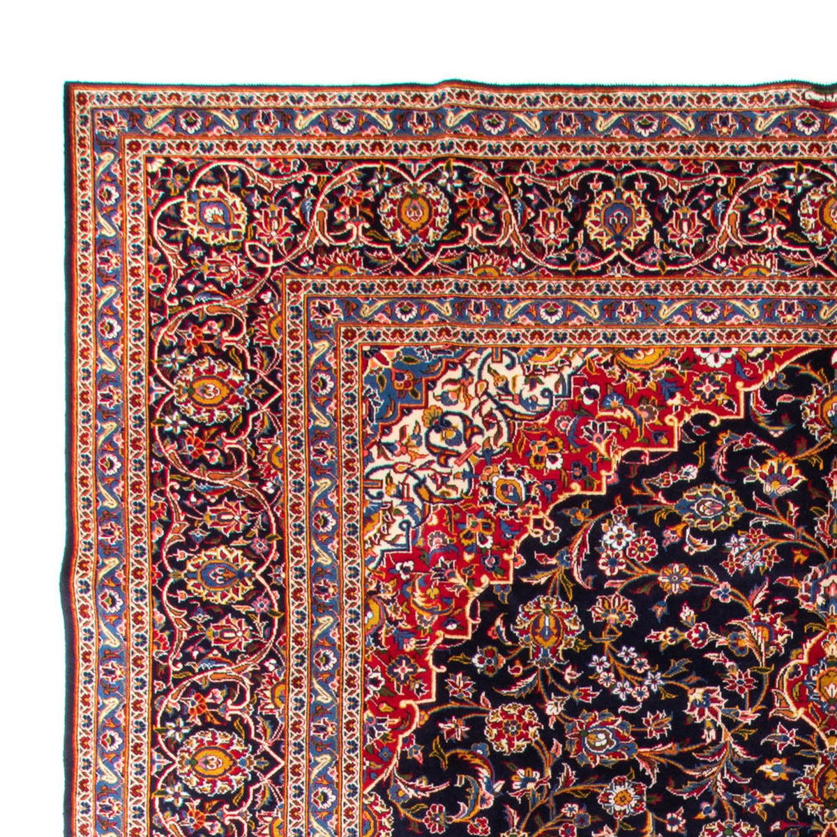 Keshan Teppich 318x425cm - Perserteppich - dunkelblau