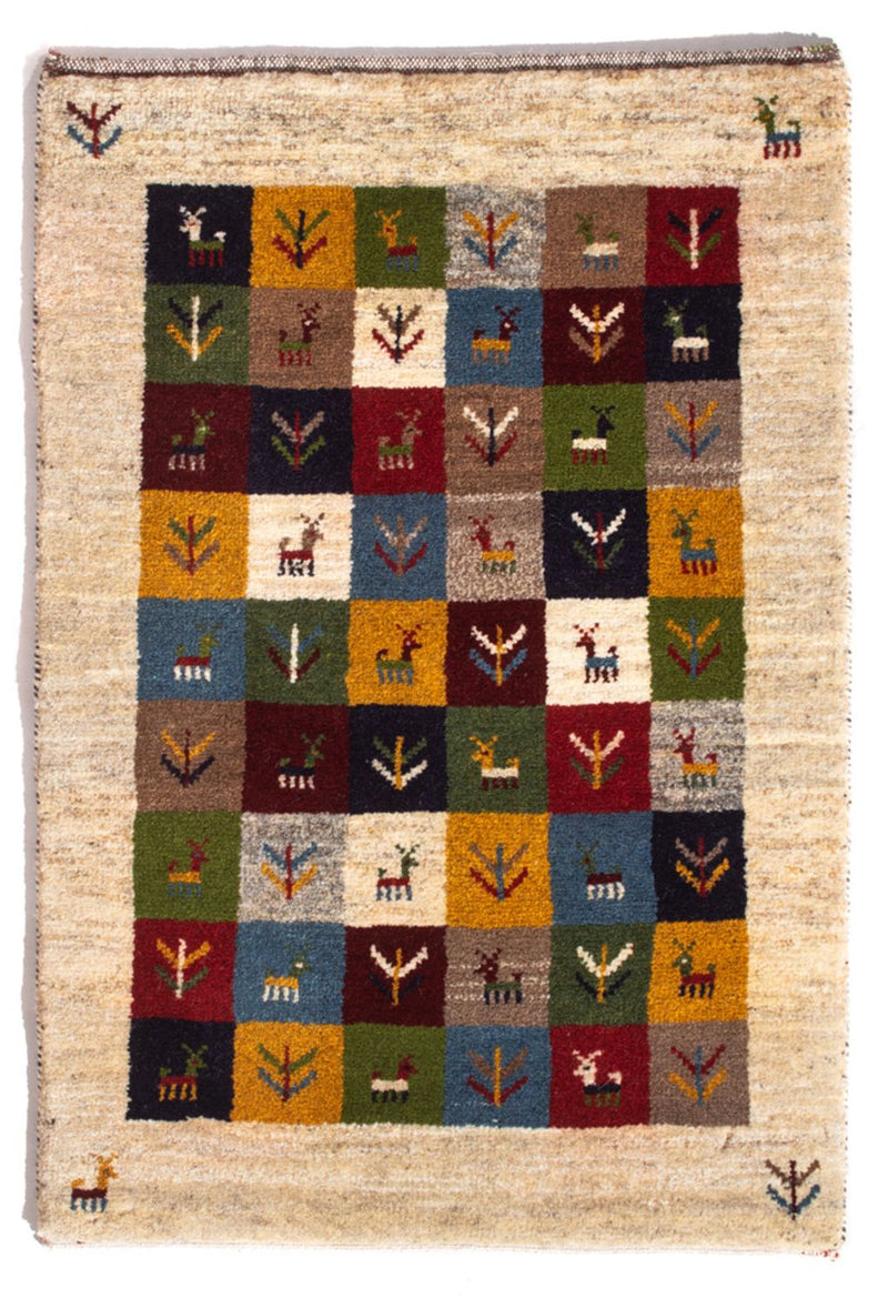 Gabbeh Persisch Teppich 62x90cm - Perserteppich Wollteppich - mehrfarbig