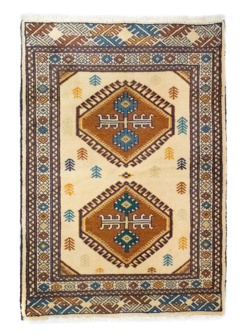 Turkaman Teppich 64x89cm - Orientteppich - beige