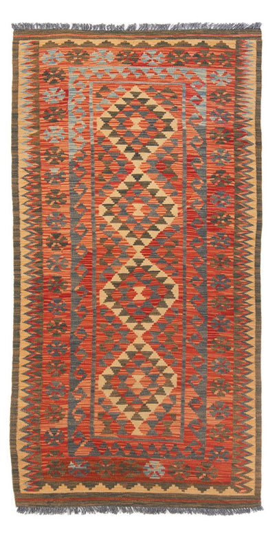 Kelim Maimene Teppich 98x206cm - Wollteppich - mehrfarbig