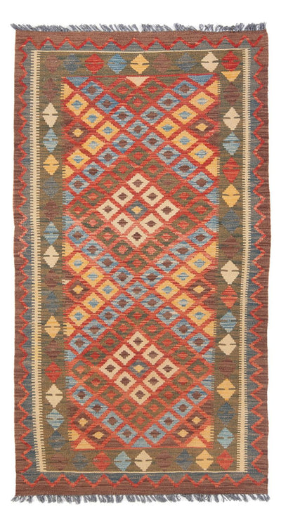 Kelim Maimene Teppich 101x207cm - Wollteppich - mehrfarbig