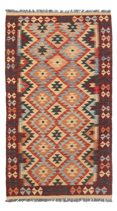 Kelim Maimene Teppich 104x198cm - Wollteppich - mehrfarbig