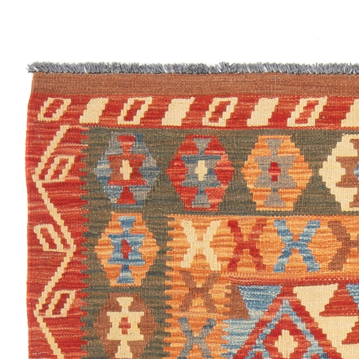 Kelim Maimene Teppich 104x206cm - Wollteppich - mehrfarbig