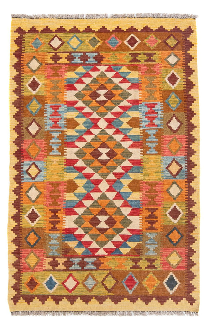 Kelim Maimene Teppich 101x162cm - Wollteppich - mehrfarbig