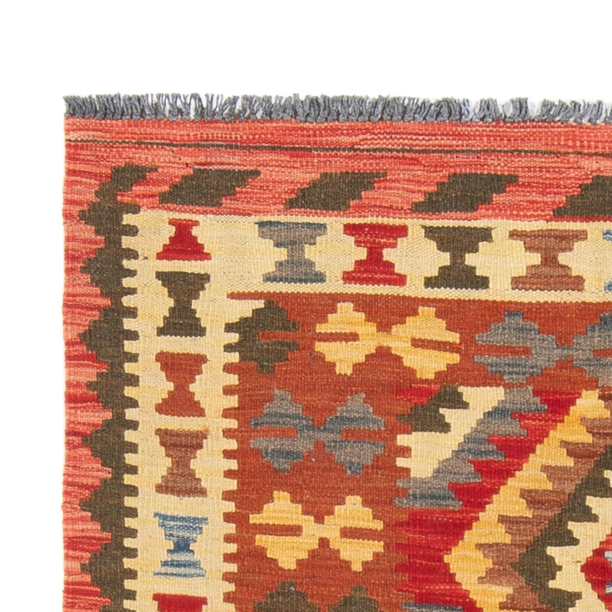 Kelim Maimene Teppich 102x201cm - Wollteppich - mehrfarbig
