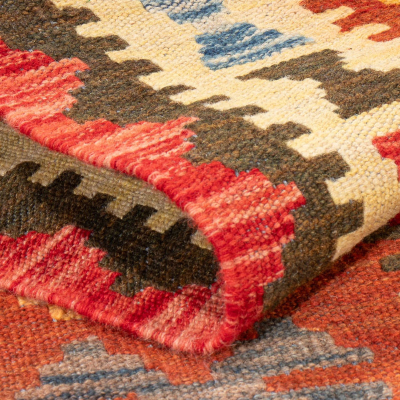 Kelim Maimene Teppich 102x201cm - Wollteppich - mehrfarbig