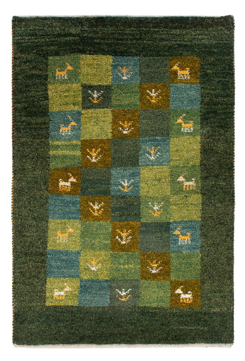 Gabbeh Persisch Teppich 61x87cm - Perserteppich Wollteppich - grün