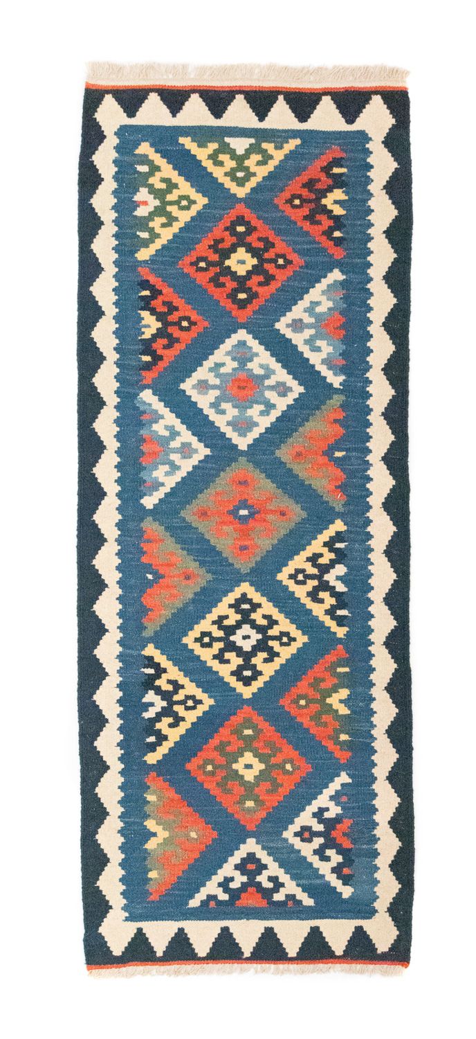 Kelim Fars Teppich 65x201cm - blau