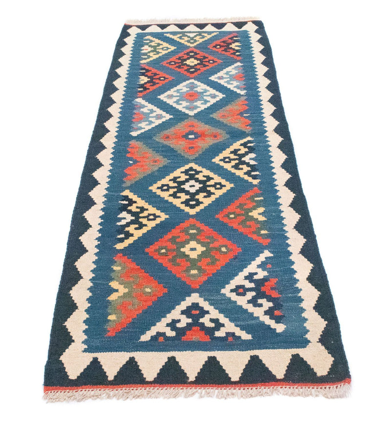 Kelim Fars Teppich 65x201cm - blau
