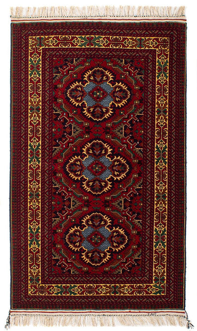 Afghan Teppich 93x145cm - Orientteppich - dunkelrot