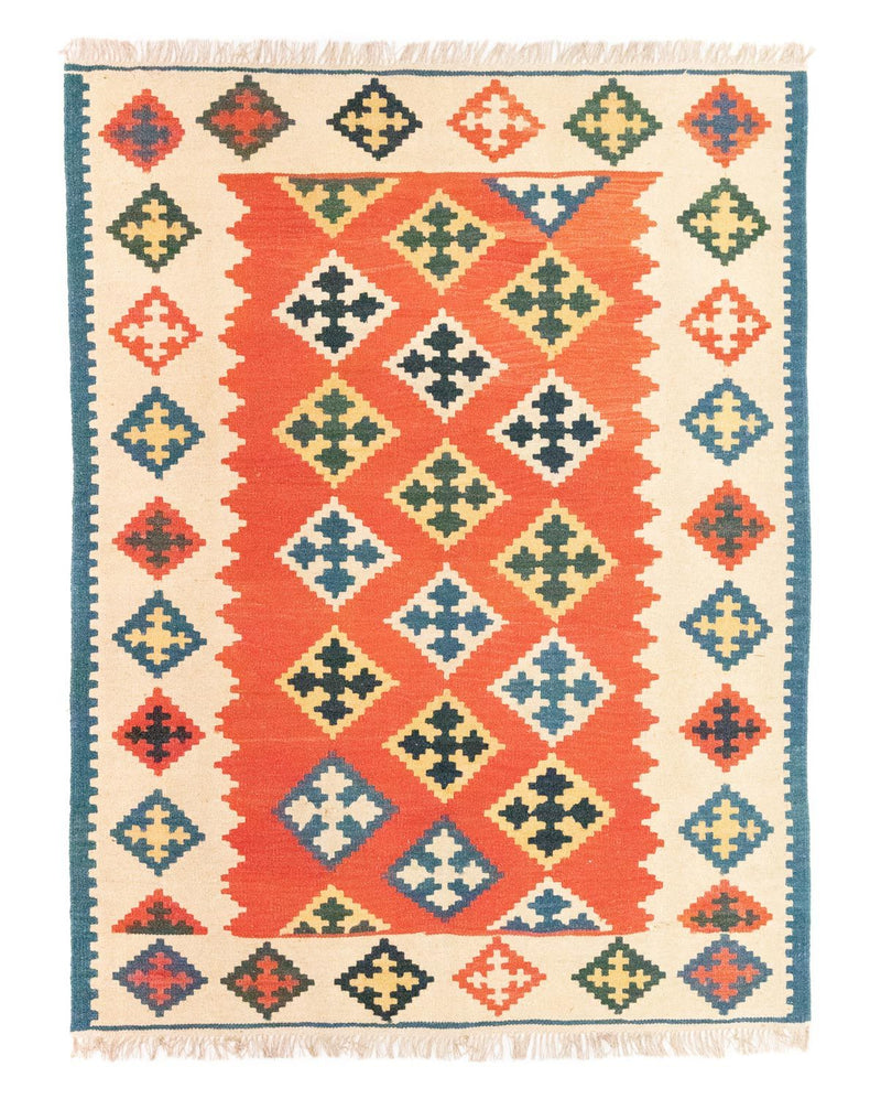 Kelim Fars Teppich 150x196cm - rot