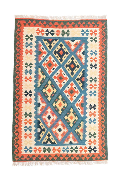 Kelim Fars Teppich 100x153cm - blau
