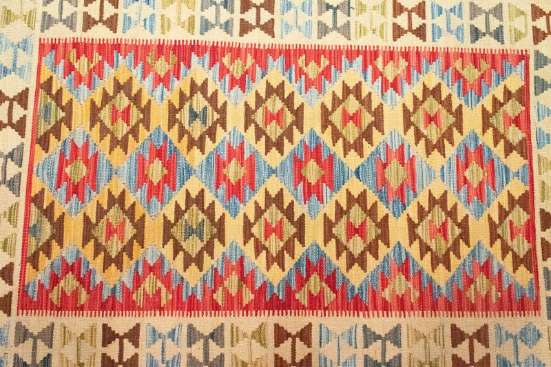 Kelim Afghan Teppich 104x145cm - mehrfarbig