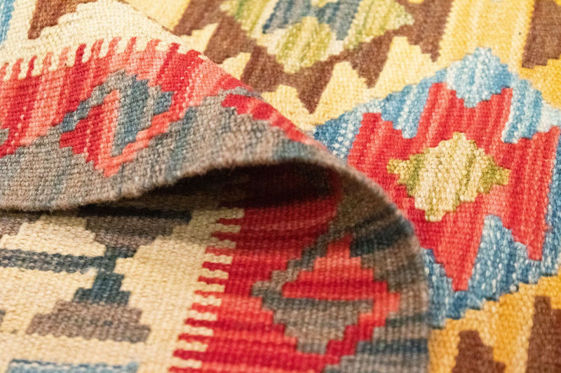 Kelim Afghan Teppich 104x145cm - mehrfarbig