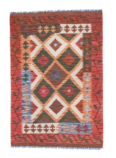 Kelim Afghan Teppich 104x152cm - mehrfarbig