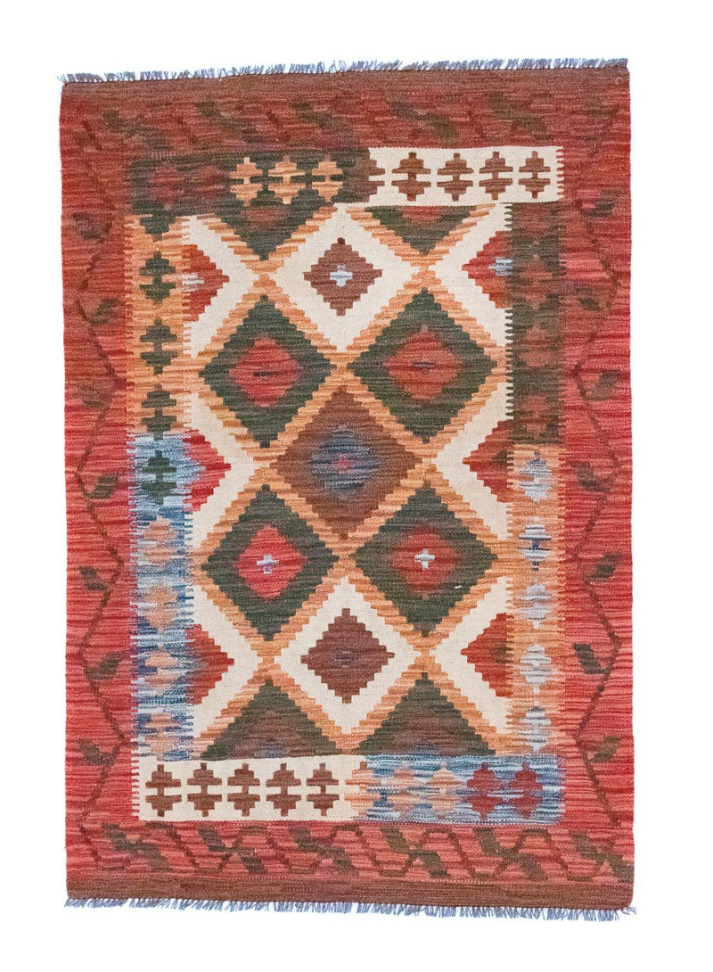 Kelim Afghan Teppich 104x152cm - mehrfarbig