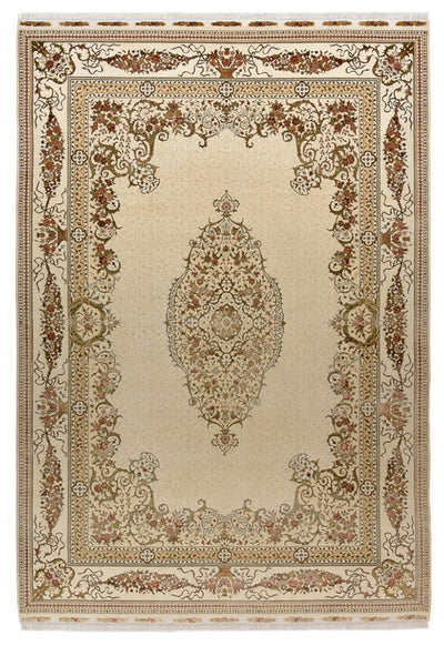 Indo Täbriz Teppich 209x304cm - Orientteppich - creme