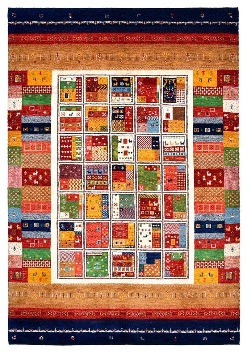 Indo Loribaft Teppich 170x245cm - Wollteppich - mehrfarbig