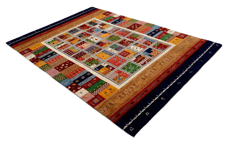 Indo Loribaft Teppich 170x245cm - Wollteppich - mehrfarbig