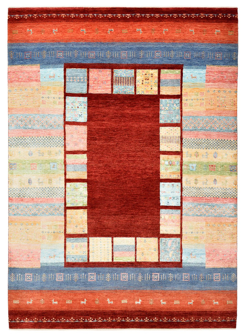 Indo Loribaft Teppich 176x242cm - Wollteppich - mehrfarbig