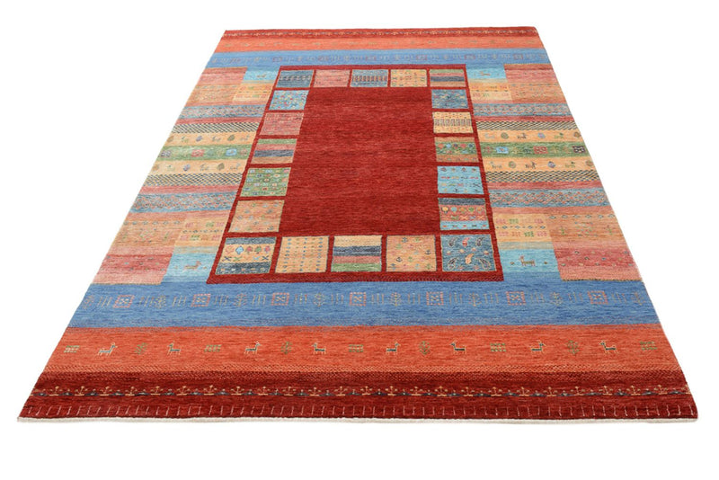 Indo Loribaft Teppich 176x242cm - Wollteppich - mehrfarbig