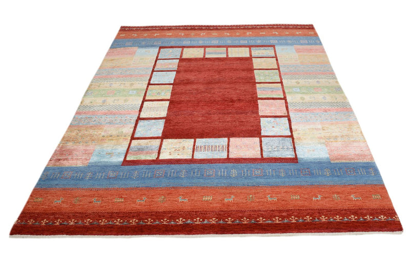 Indo Loribaft Teppich 176x242cm - Wollteppich - mehrfarbig