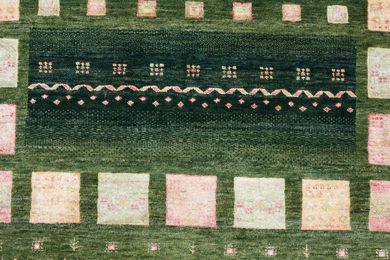 Indo Loribaft Teppich 127x183cm - Wollteppich - grün