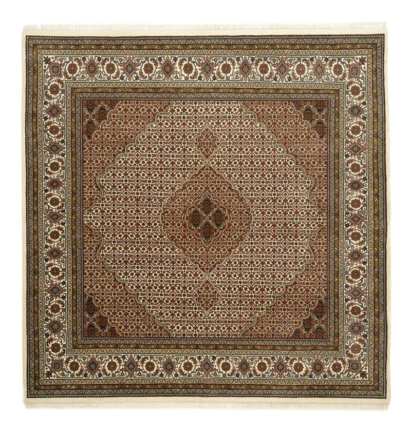 Orientteppich - Täbriz quadratisch  - 201 x 203 cm - dunkelbeige