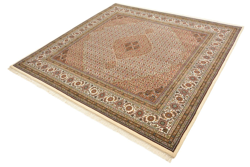 Orientteppich - Täbriz quadratisch  - 201 x 203 cm - dunkelbeige