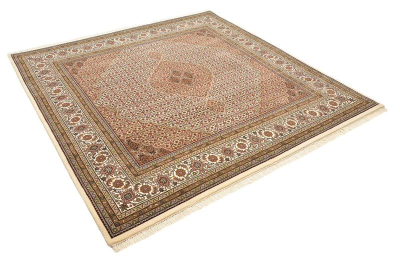 Orientteppich - Täbriz quadratisch  - 201 x 203 cm - dunkelbeige