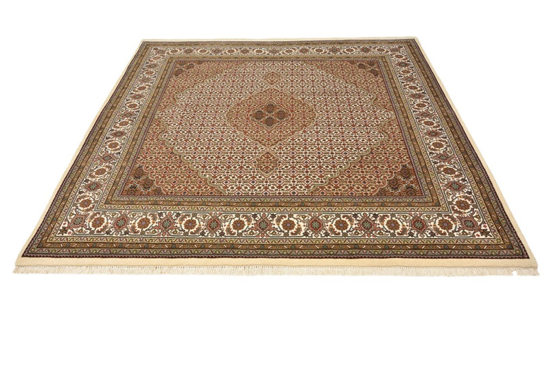 Orientteppich - Täbriz quadratisch  - 201 x 203 cm - dunkelbeige