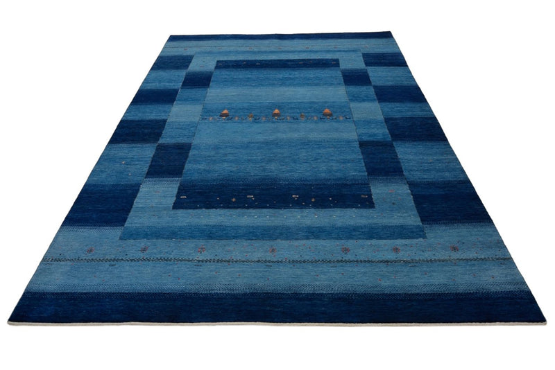 Indo Loribaft Teppich 253x342cm - Wollteppich - blau