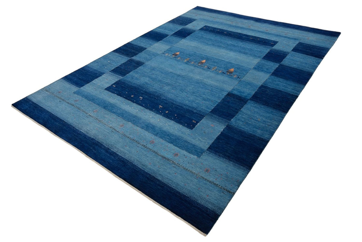 Indo Loribaft Teppich 253x342cm - Wollteppich - blau
