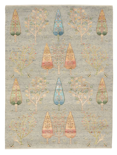 Indo Loribaft Teppich 155x204cm - Wollteppich - hellgrau