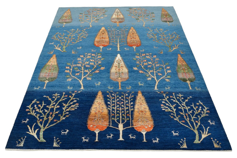 Indo Loribaft Teppich 155x204cm - Wollteppich - hellblau