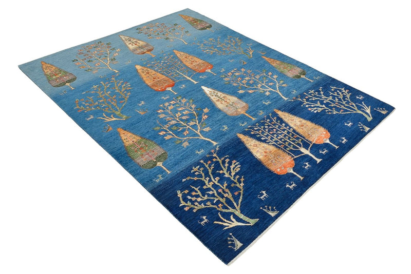 Indo Loribaft Teppich 155x204cm - Wollteppich - hellblau