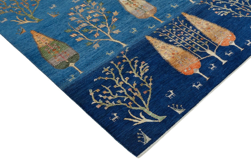 Indo Loribaft Teppich 150x206cm - Wollteppich - blau