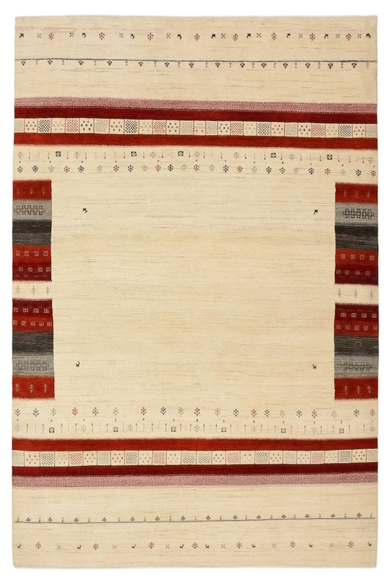 Indo Loribaft Teppich 198x297cm - Wollteppich - hellbeige