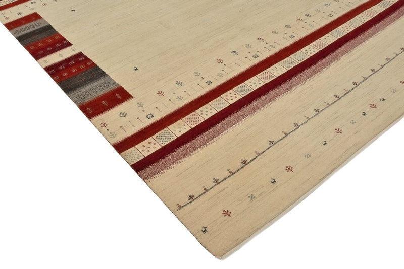 Indo Loribaft Teppich 198x297cm - Wollteppich - hellbeige